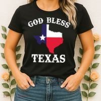 Texas Flag Patriotic Texan Pride God Bless Texas Women's T-Shirt thumb 2