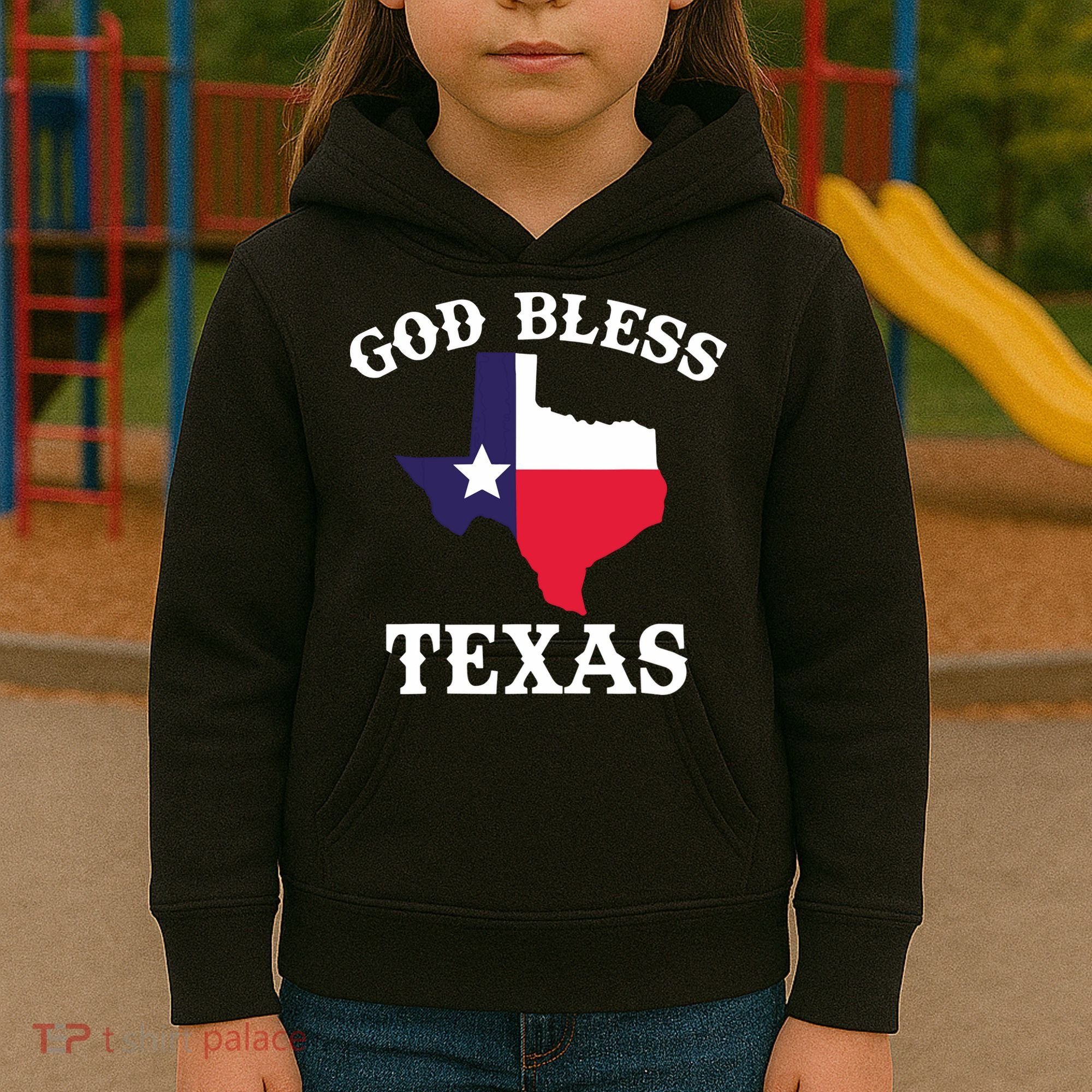 Texas Flag Patriotic Texan Pride God Bless Texas Kids Hoodie
