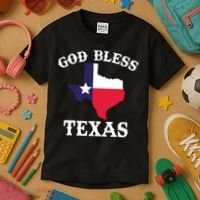 Texas Flag Patriotic Texan Pride God Bless Texas Kids T-Shirt thumb 3