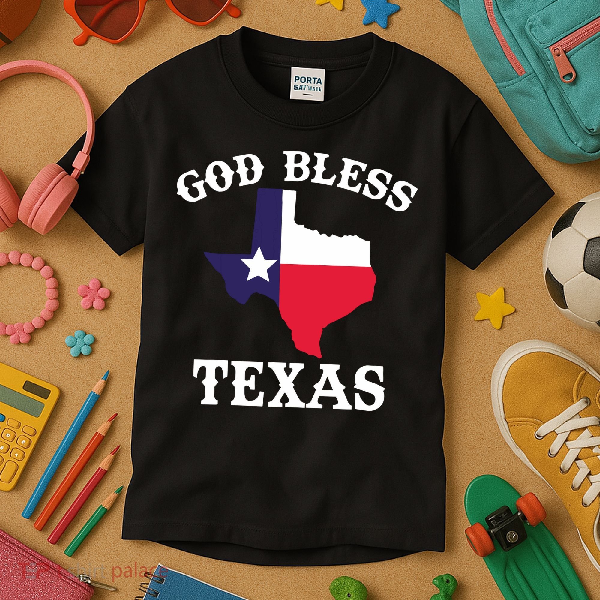 Texas Flag Patriotic Texan Pride God Bless Texas Kids T-Shirt
