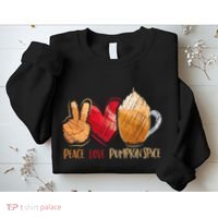 Thanksgiving Fall Peace Love Pumpkin Spice Sweatshirt thumb 2