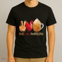 Thanksgiving Fall Peace Love Pumpkin Spice T-Shirt thumb 3