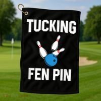 Tucking Fen Pin Funny Bowling Golf Towel thumb 1