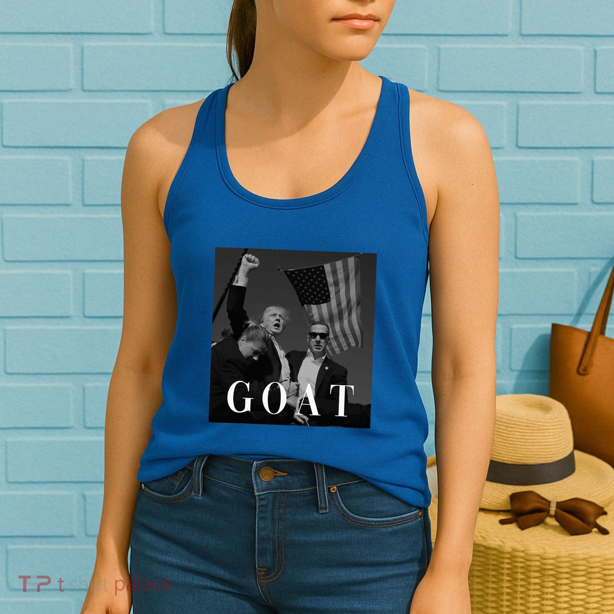 Trump Fist Pump Butler Rally Patriotic Goat Trump Women's Tank Top