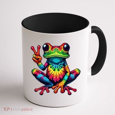Tiedye Frog Peace Sign Hippie Coffee Mug back