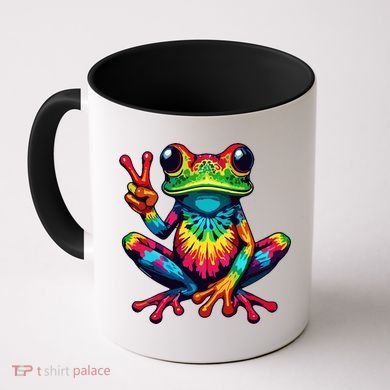 Tiedye Frog Peace Sign Hippie Coffee Mug