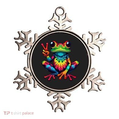 Tiedye Frog Peace Sign Hippie Ornament