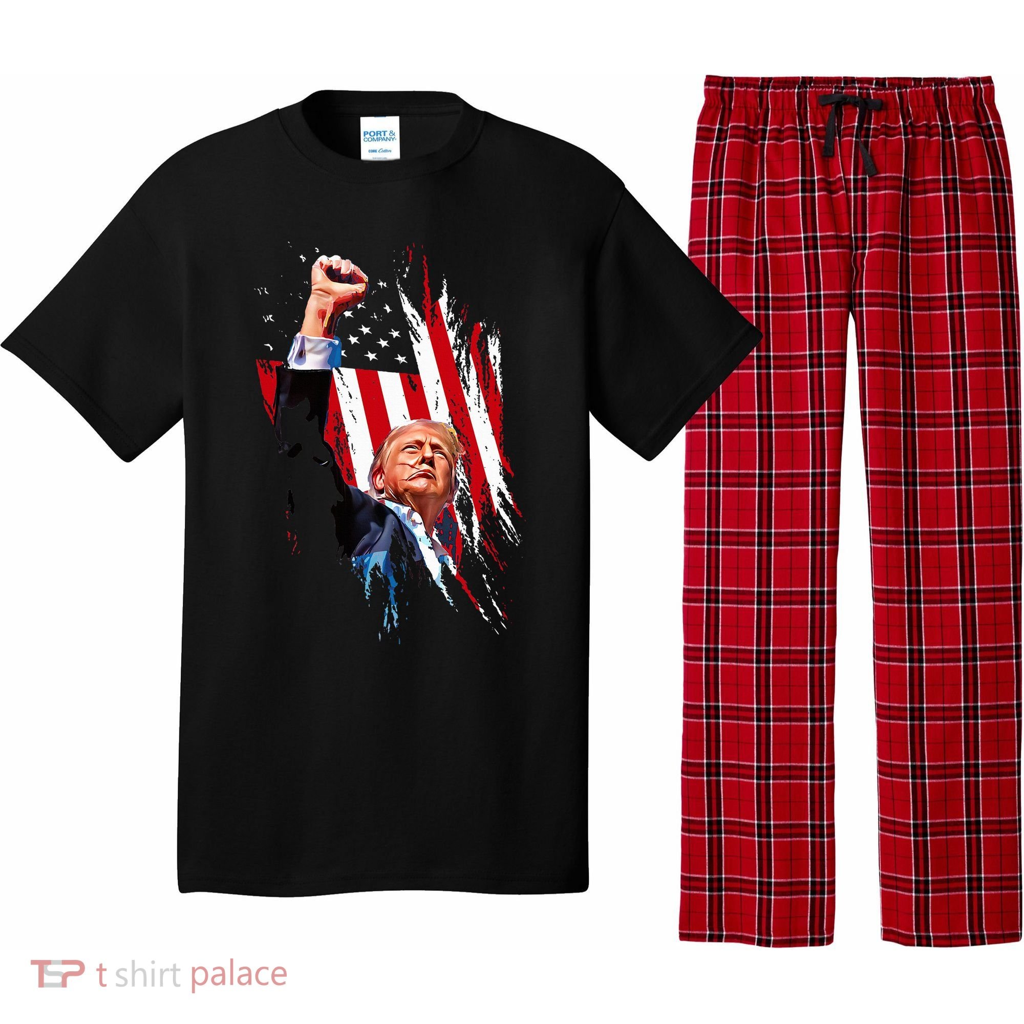 Trump Fist Pump Usa Flag Maga Pajama Set