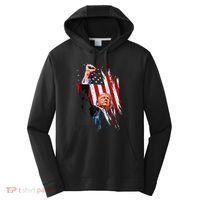 Trump Fist Pump Usa Flag Maga Performance Fleece Hoodie thumb 0