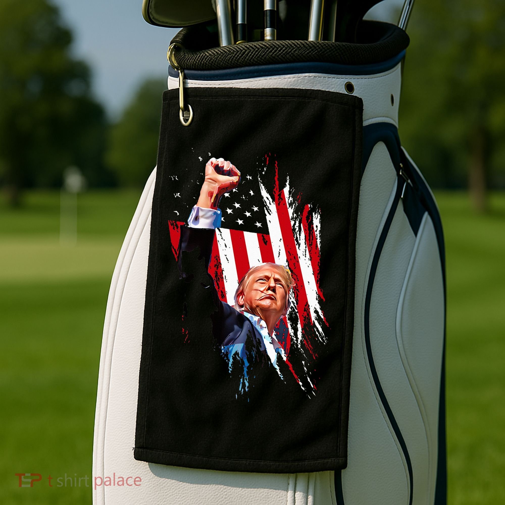 Trump Fist Pump Usa Flag Maga Golf Towel
