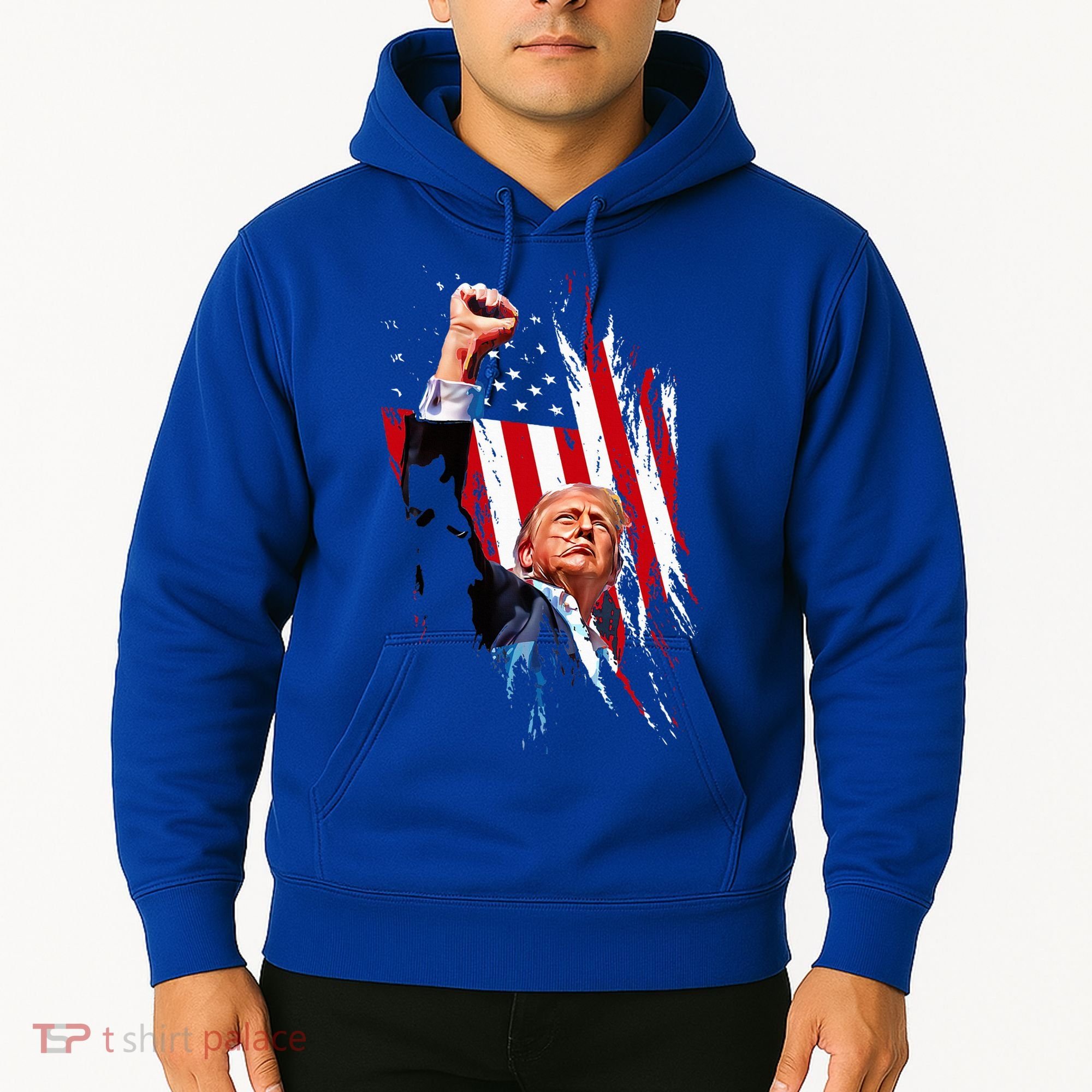 Trump Fist Pump Usa Flag Maga Hoodie