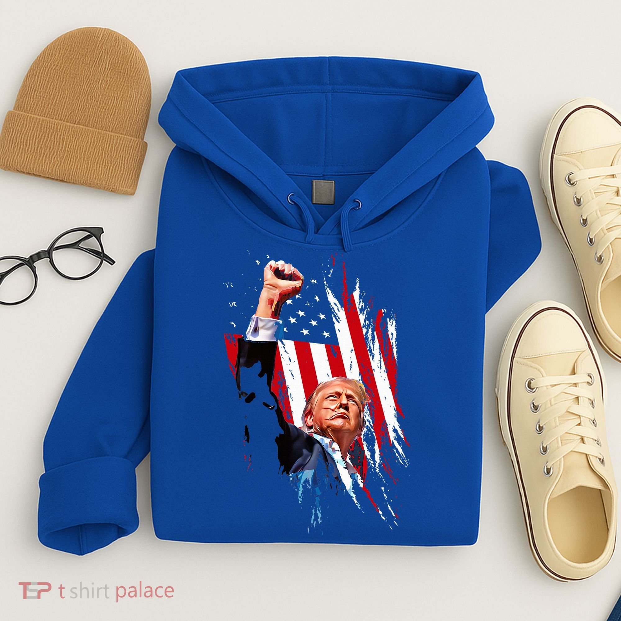 Trump Fist Pump Usa Flag Maga Hoodie