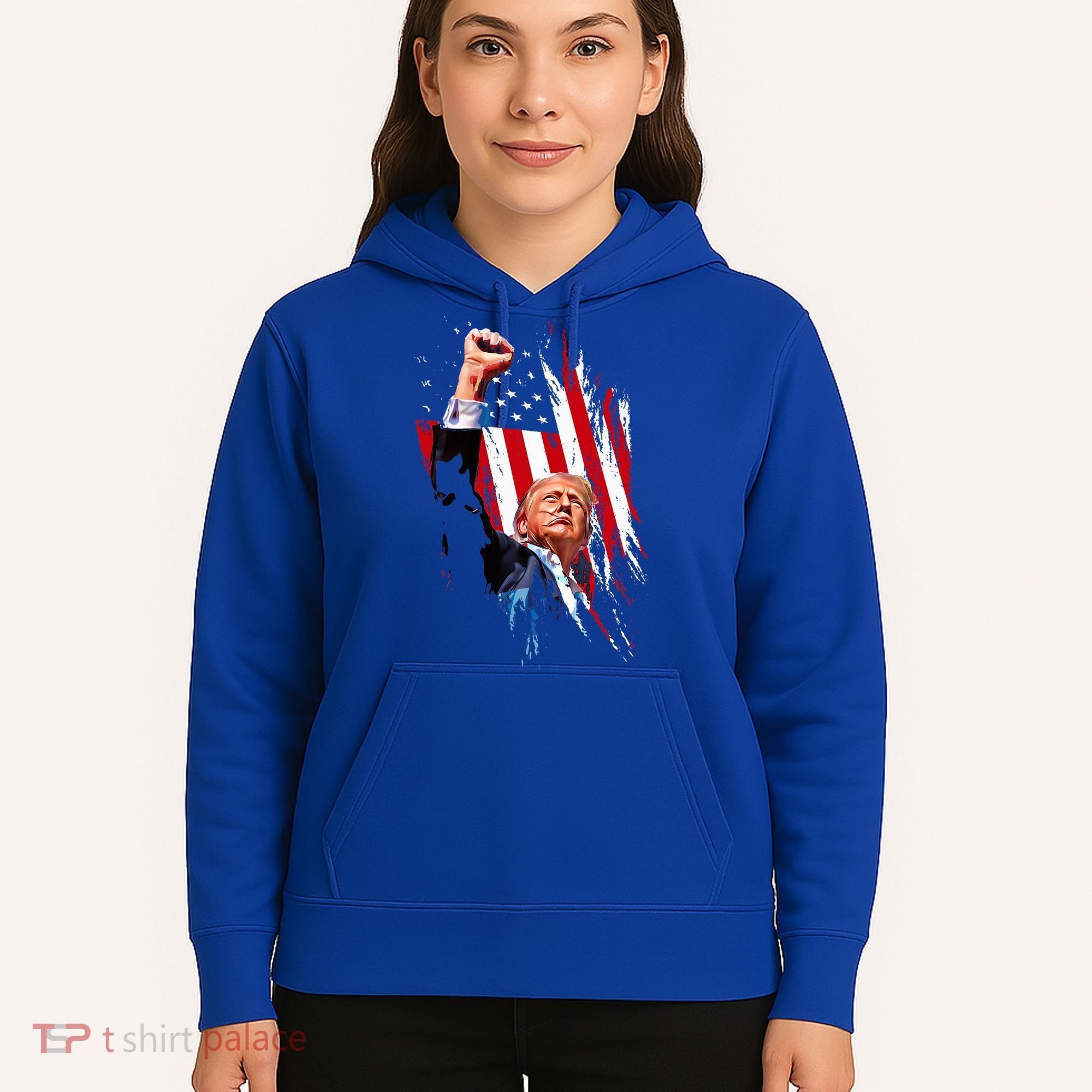 Trump Fist Pump Usa Flag Maga Hoodie