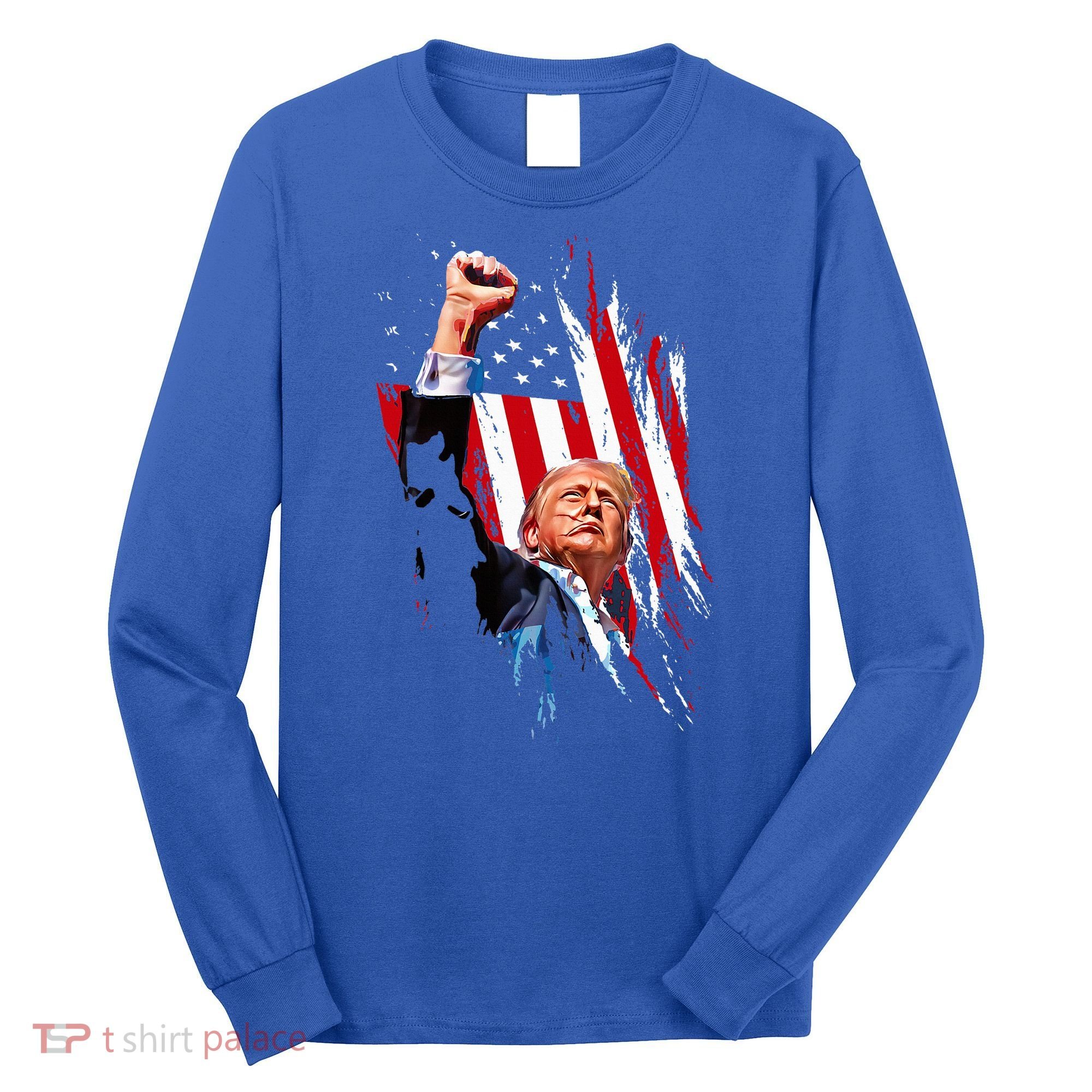 Trump Fist Pump Usa Flag Maga Long Sleeve Shirt