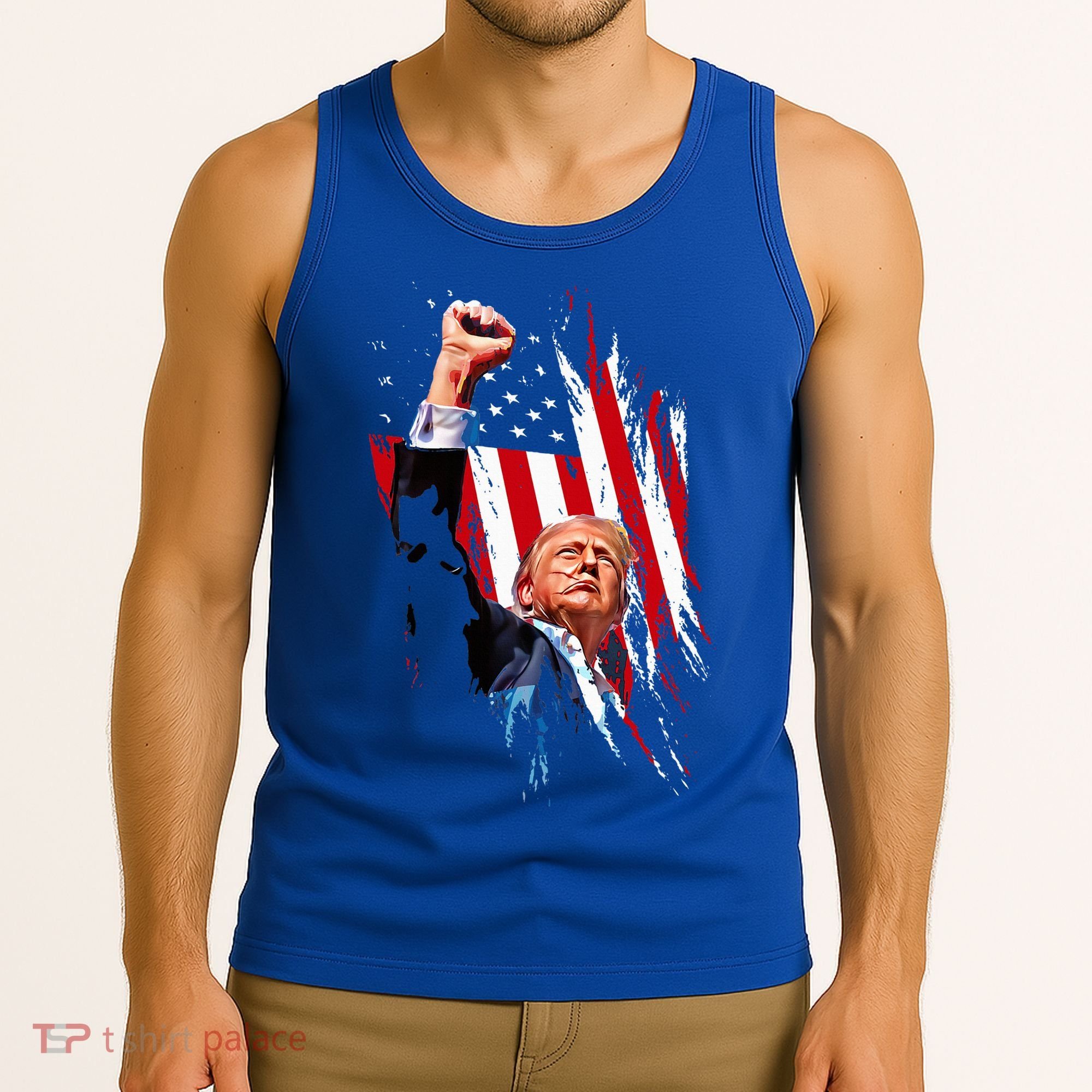Trump Fist Pump Usa Flag Maga Tank Top