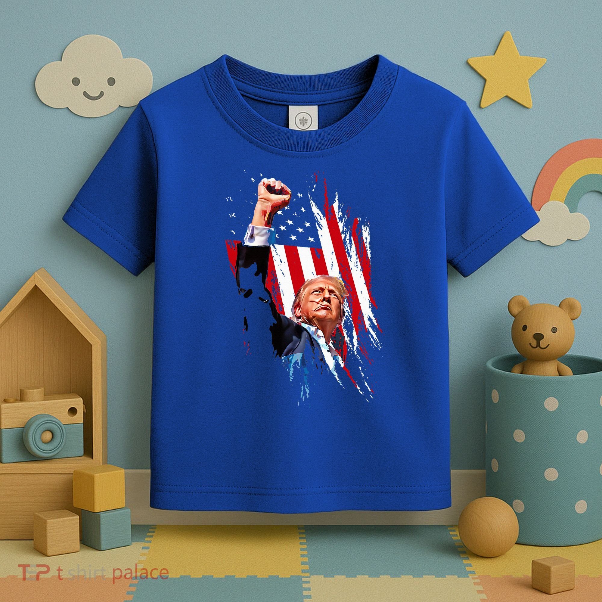 Trump Fist Pump Usa Flag Maga Toddler T-Shirt