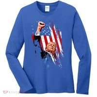 Trump Fist Pump Usa Flag Maga Women's Long Sleeve Shirt thumb 0
