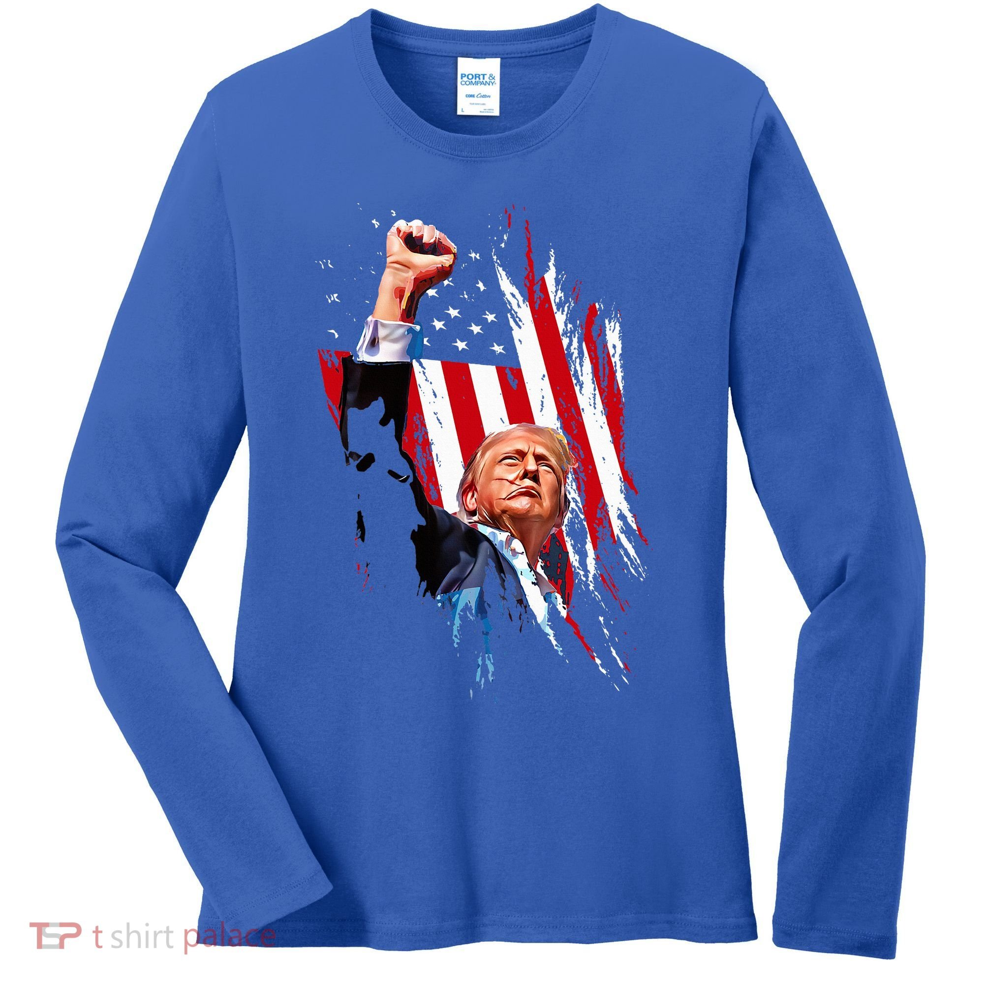 Trump Fist Pump Usa Flag Maga Women's Long Sleeve Shirt
