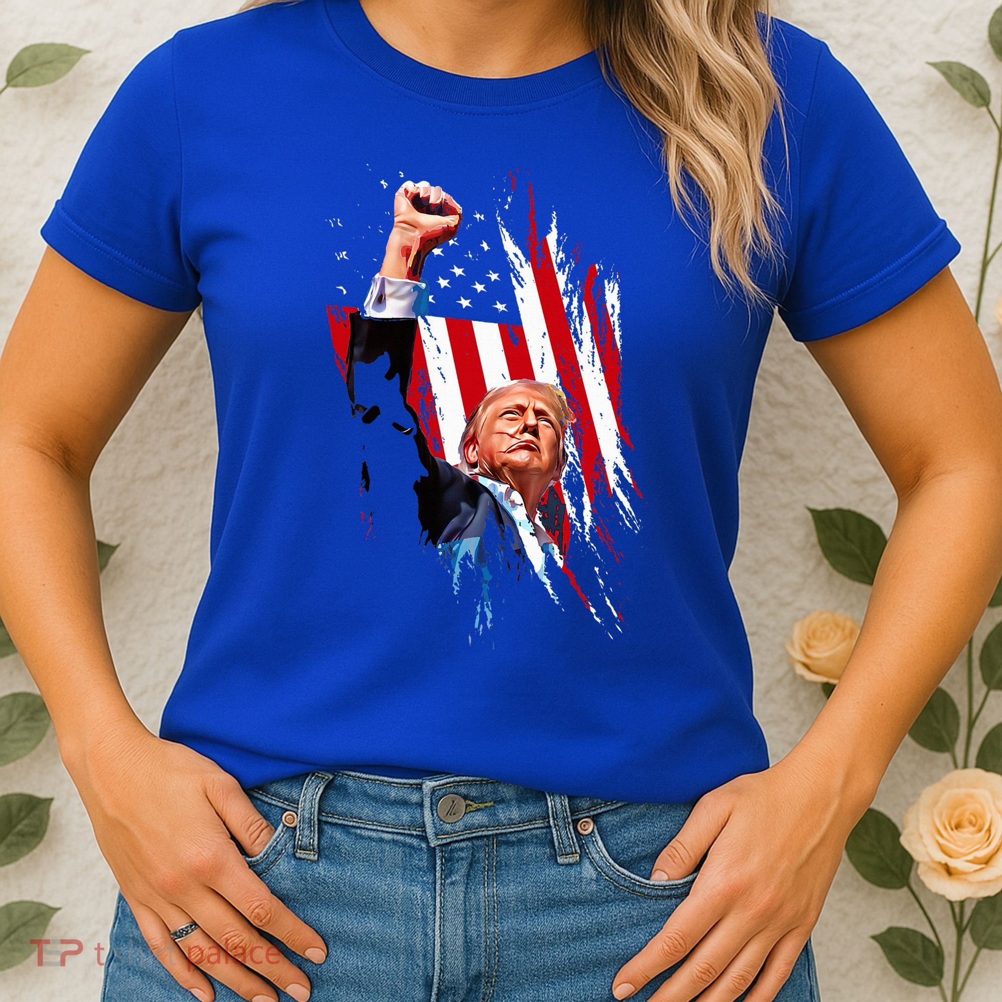 Trump Fist Pump Usa Flag Maga Women's T-Shirt