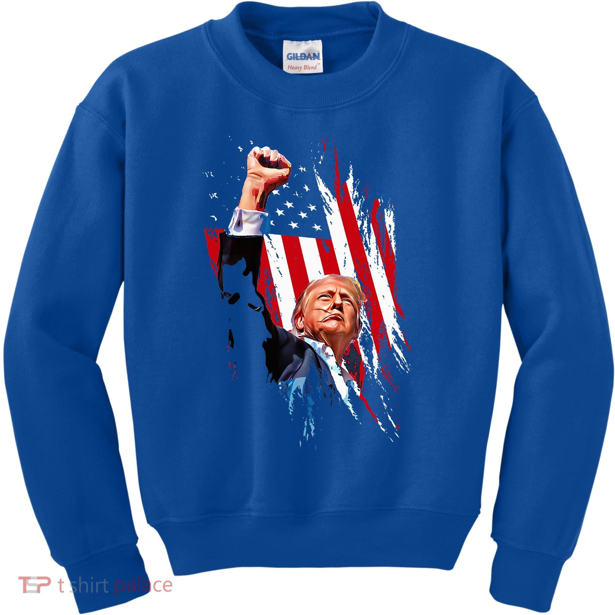 Trump Fist Pump Usa Flag Maga Kids Sweatshirt