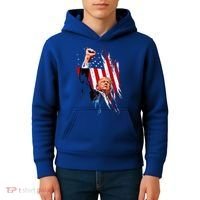 Trump Fist Pump Usa Flag Maga Kids Hoodie thumb 4