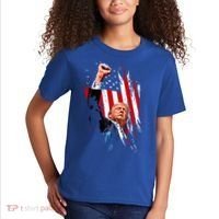 Trump Fist Pump Usa Flag Maga Kids T-Shirt thumb 2