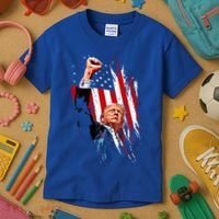 Trump Fist Pump Usa Flag Maga Kids T-Shirt thumb 3