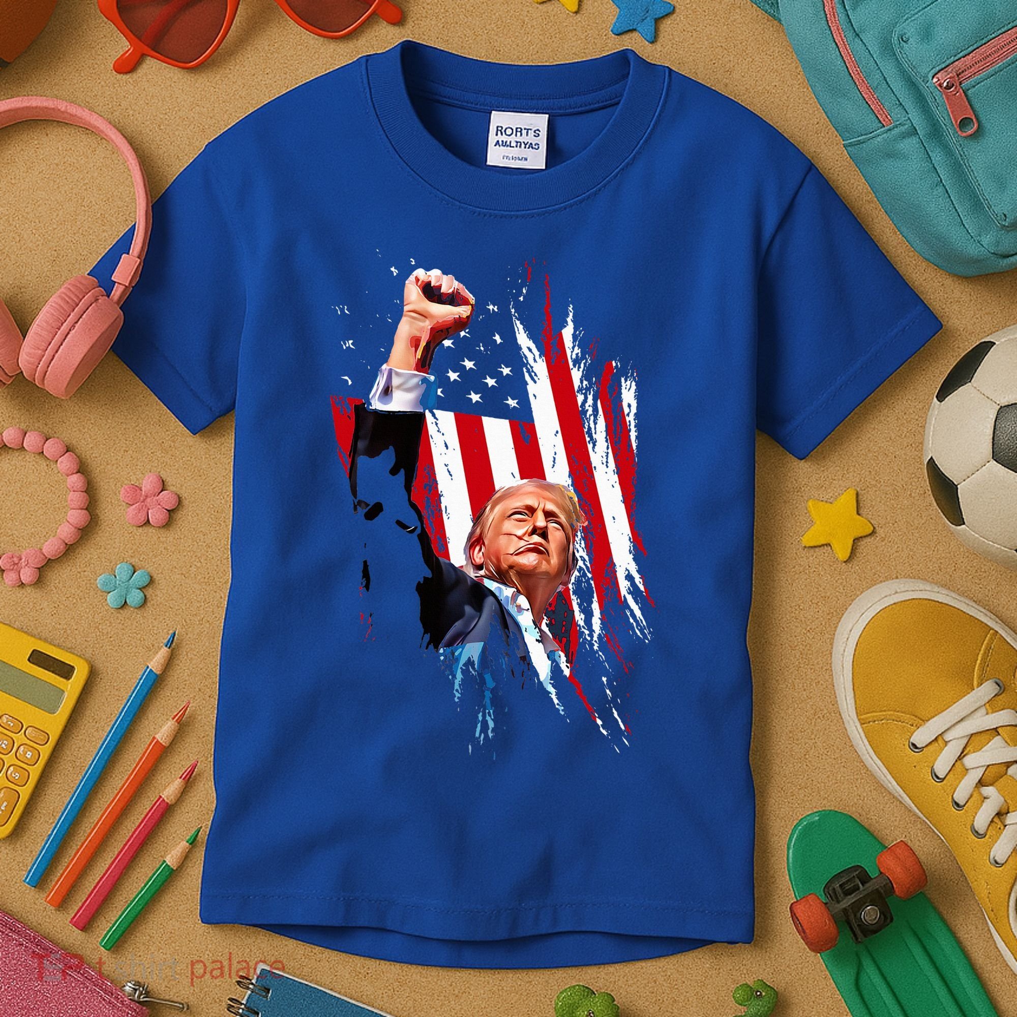 Trump Fist Pump Usa Flag Maga Kids T-Shirt