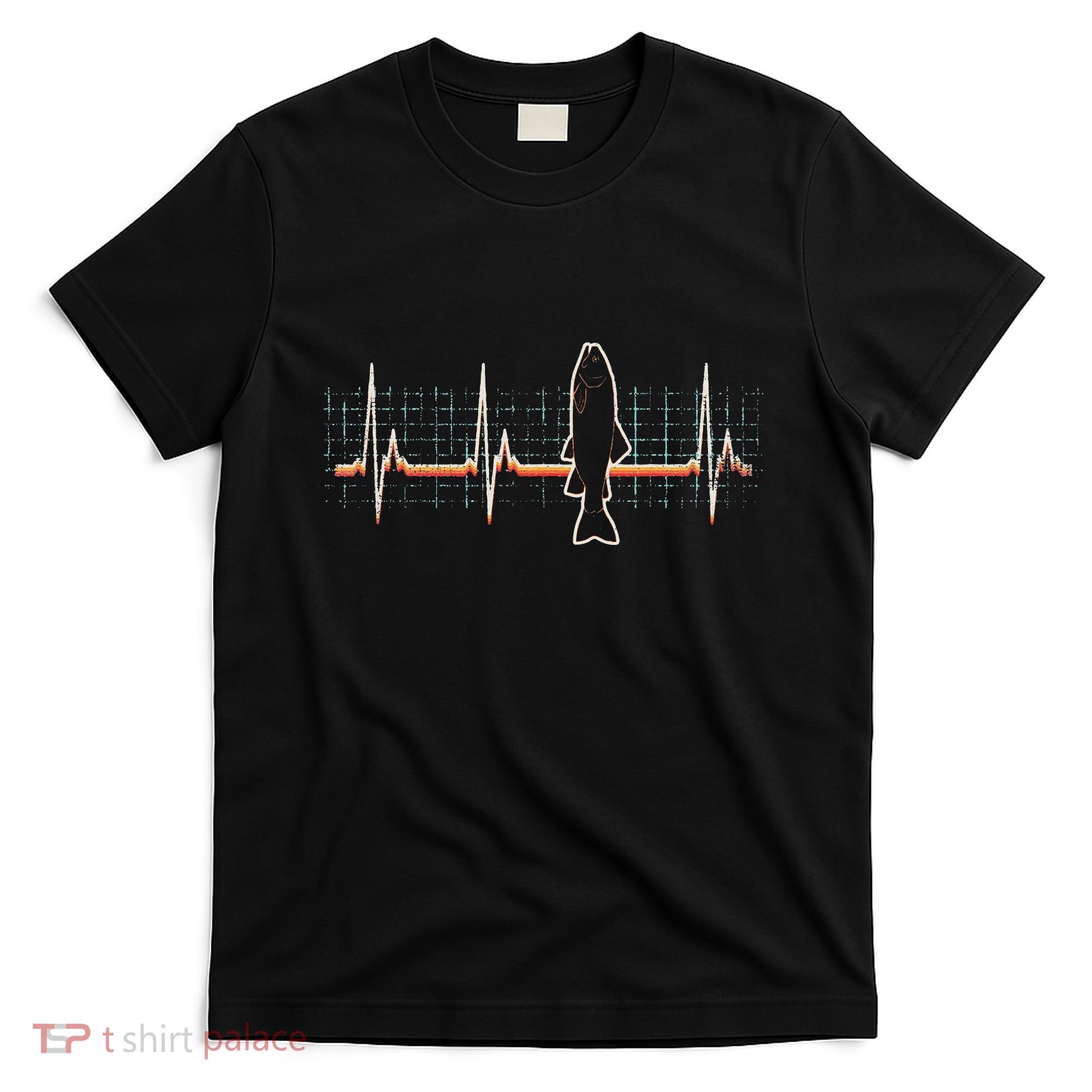 Trout Fishing Retro Heartbeat Vintage 80s Style Gift T-Shirt