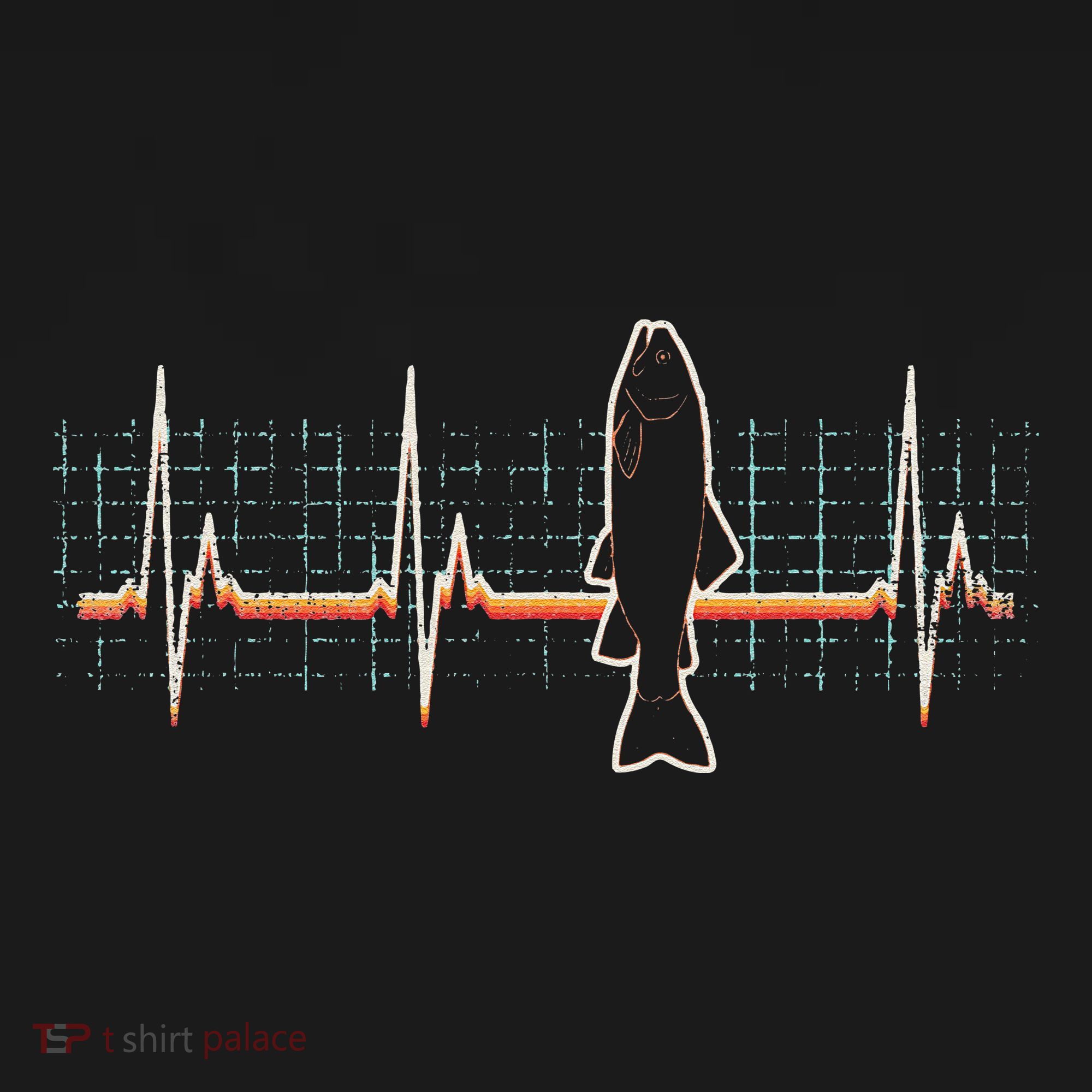 Trout Fishing Retro Heartbeat Vintage 80s Style Gift T-Shirt