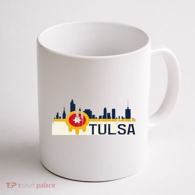 Tulsa Flag Skyline Coffee Mug back