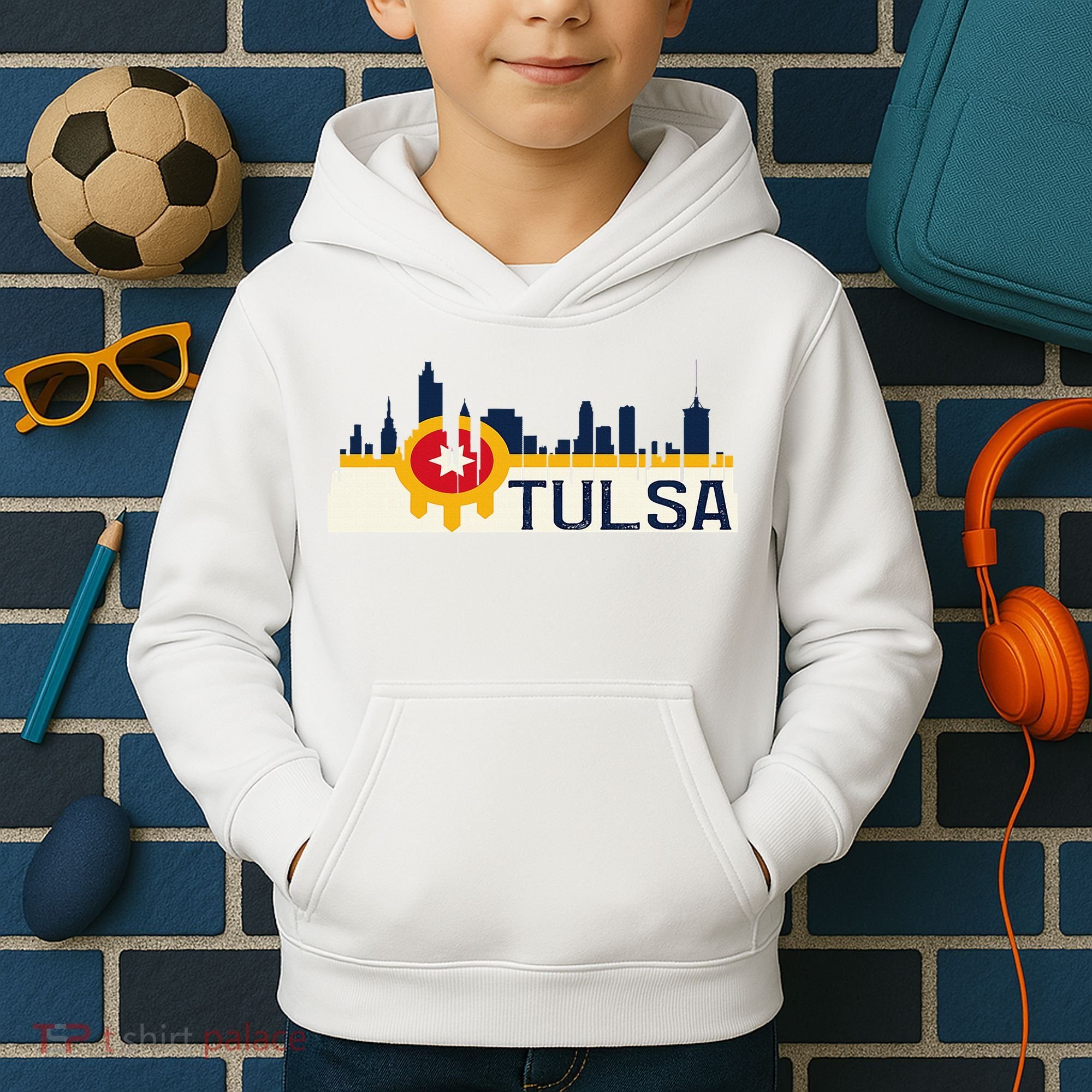 Tulsa Flag Skyline Kids Hoodie