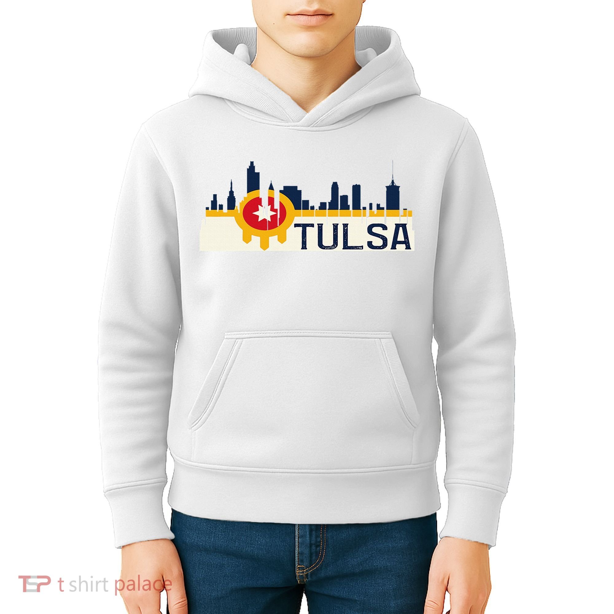 Tulsa Flag Skyline Kids Hoodie