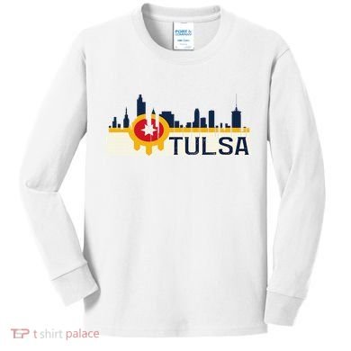 Tulsa Flag Skyline Kids Long Sleeve Shirt