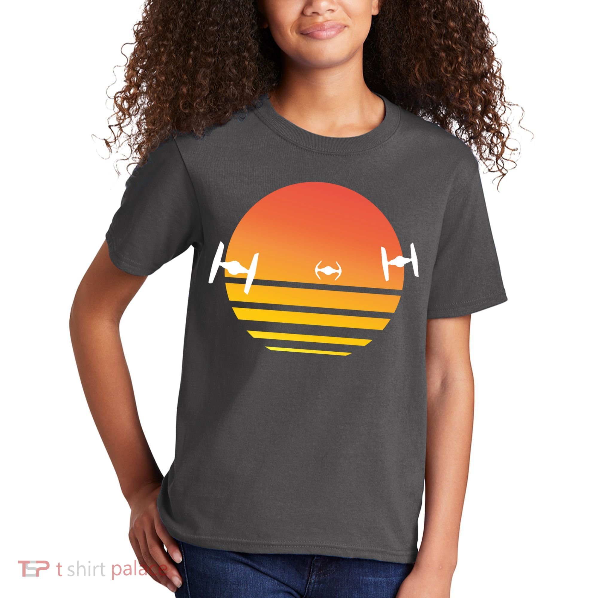 Tie Fighter Sunset Kids T-Shirt