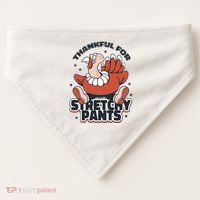Thankful For Stretchy Pants Funny Turkey USA-Made Doggie Bandana thumb 0
