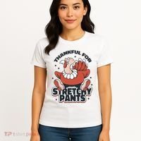 Thankful For Stretchy Pants Funny Turkey Women's T-Shirt thumb 4