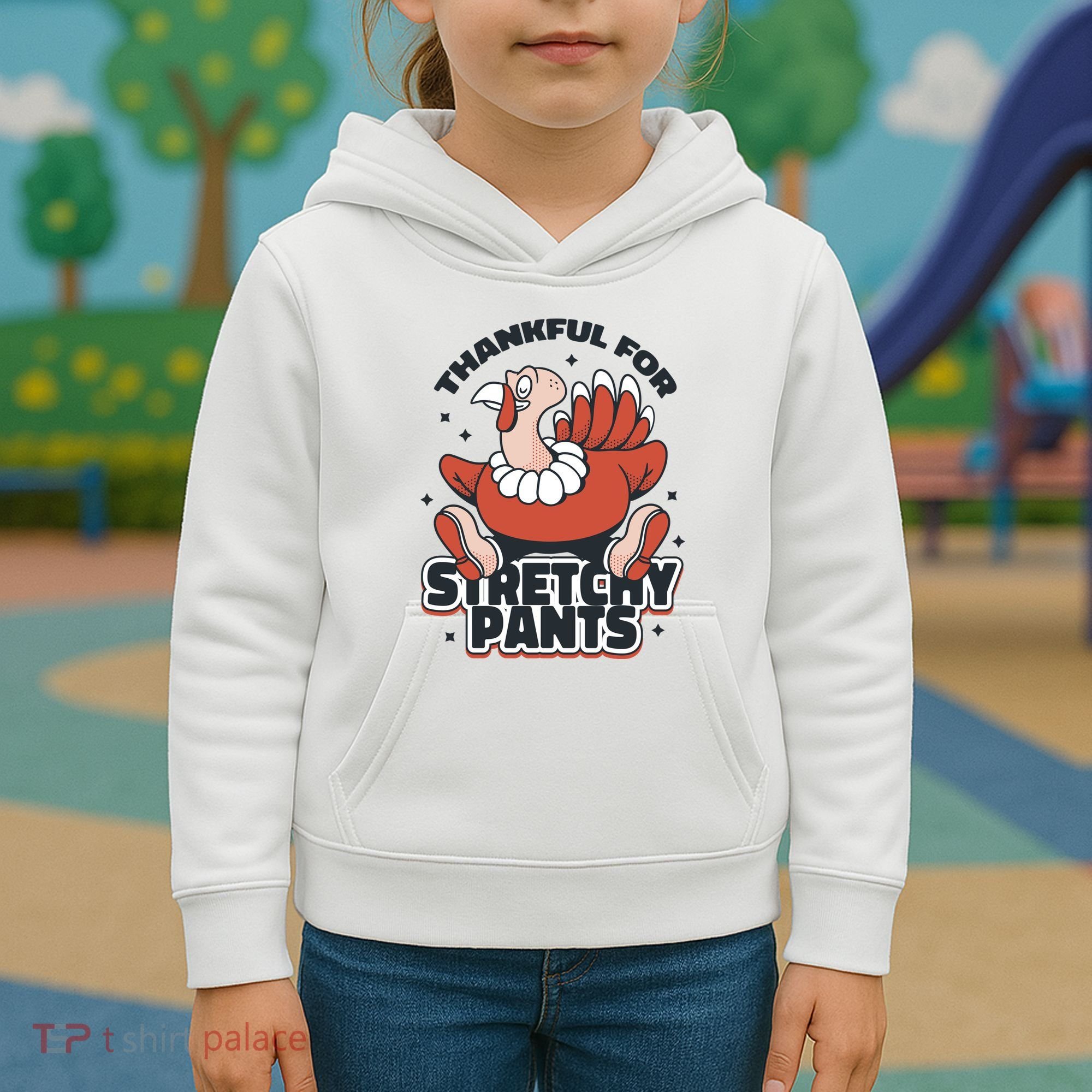 Thankful For Stretchy Pants Funny Turkey Kids Hoodie