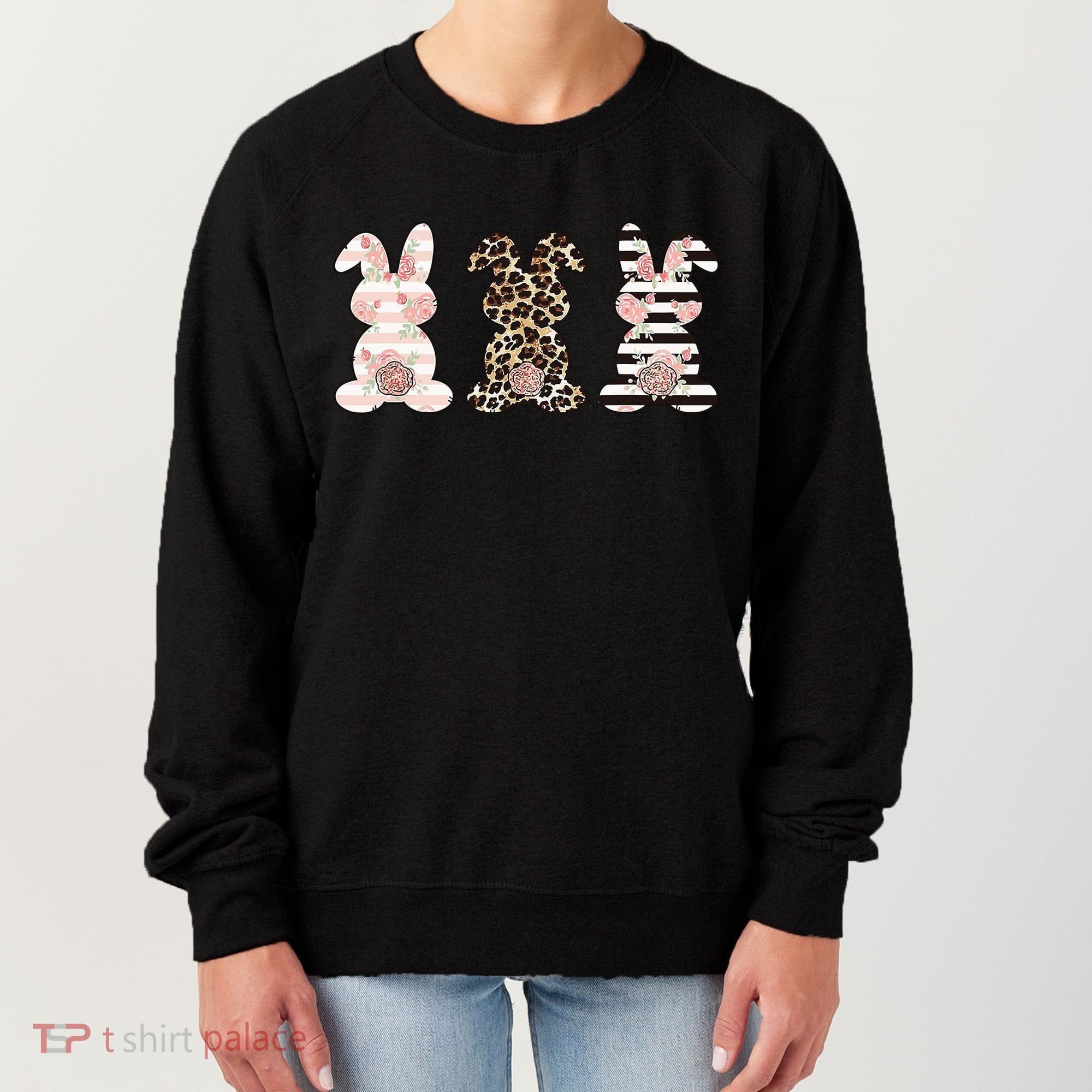 Three Floral Stylish Bunnies Women's Sweatshirt