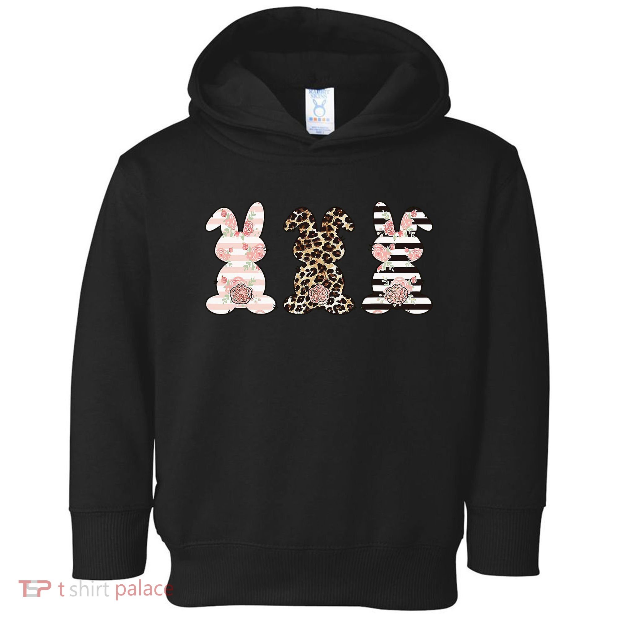 Three Floral Stylish Bunnies Toddler Hoodie