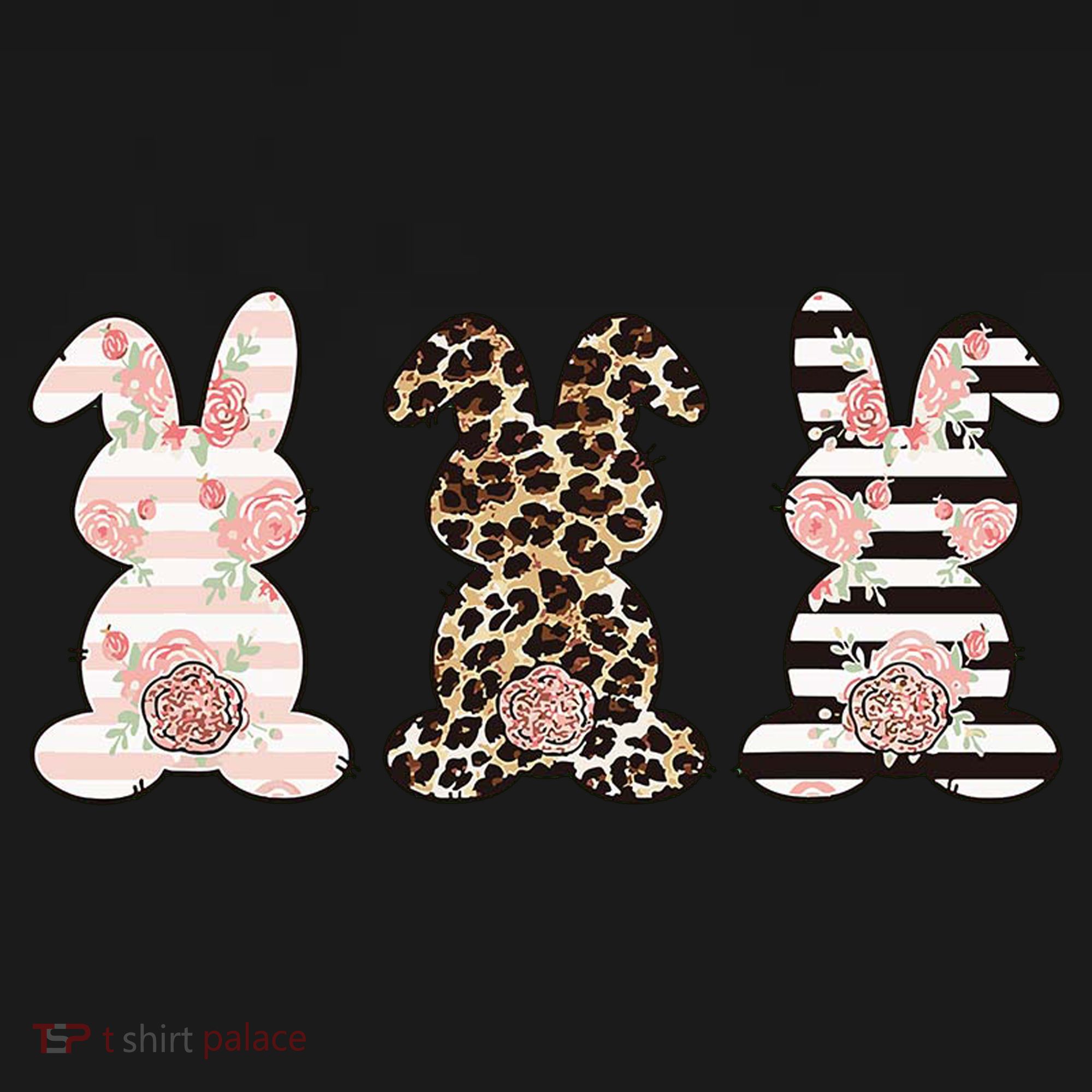Three Floral Stylish Bunnies Tote Bag