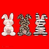 Three Floral Stylish Bunnies Santa Hat thumb 1