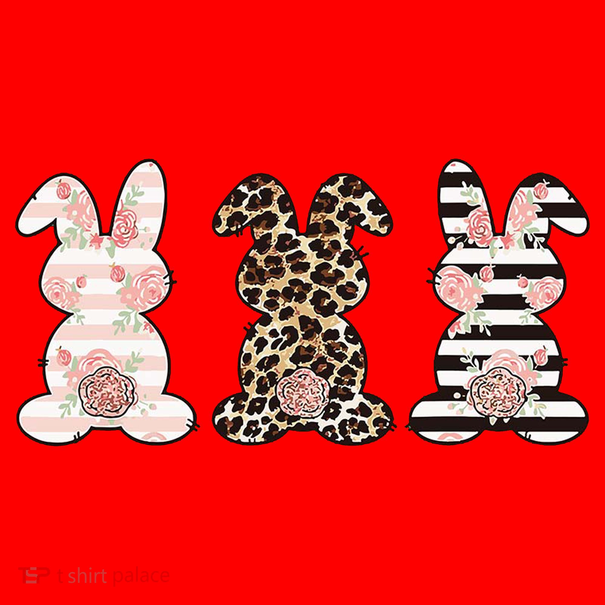 Three Floral Stylish Bunnies Santa Hat