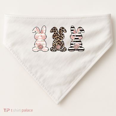 Three Floral Stylish Bunnies USA-Made Doggie Bandana