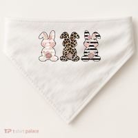 Three Floral Stylish Bunnies USA-Made Doggie Bandana thumb 0