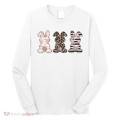 Three Floral Stylish Bunnies Long Sleeve Shirt