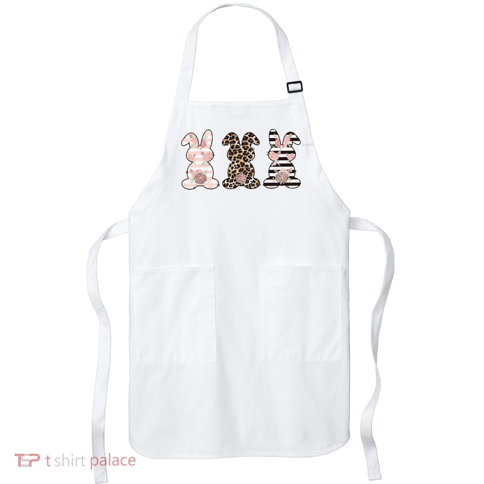 Three Floral Stylish Bunnies Apron