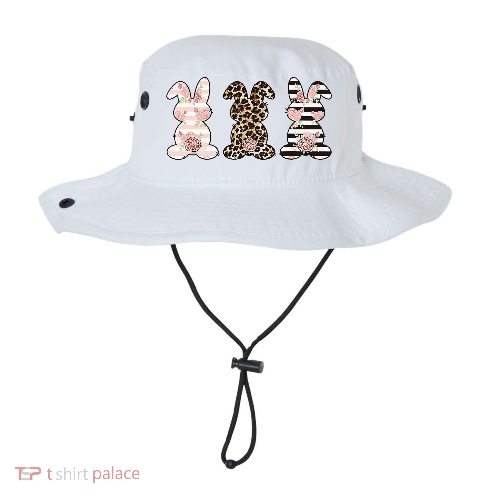 Three Floral Stylish Bunnies Bucket Hat