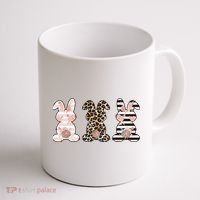 Three Floral Stylish Bunnies Coffee Mug thumb 1