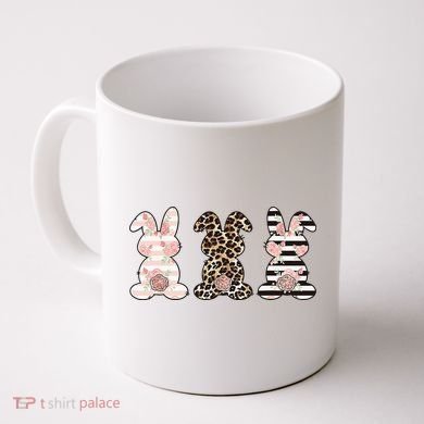 Three Floral Stylish Bunnies Coffee Mug